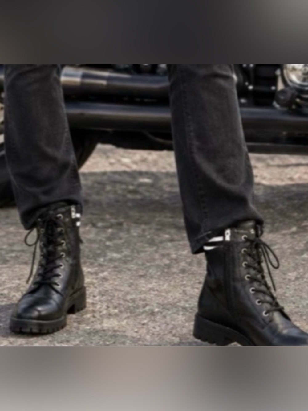 Steve Madden Azure Combat Boots Blk/white Stripe Sock Lug Sole SZ 7 Indie Skater